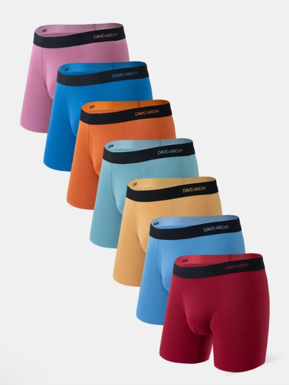 David Archy Men's Bamboo Moisture Wicking Boxer Briefs 6.5'' (7-Pack)